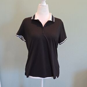 Lady Hagen Black Golf Polo Shirt White Trim Size XL